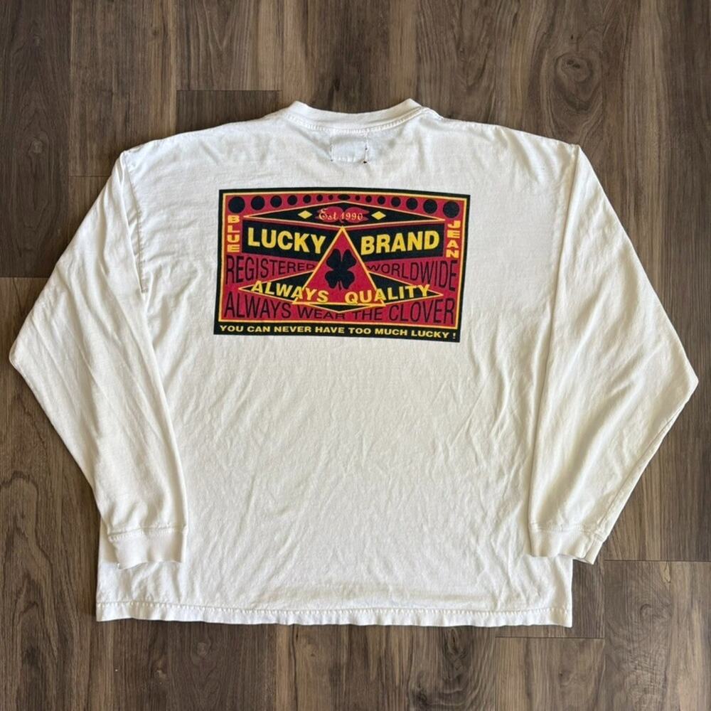Vintage Lucky Brand T-Shirt Men's Size XL Long Sleeve 1990s Distressed